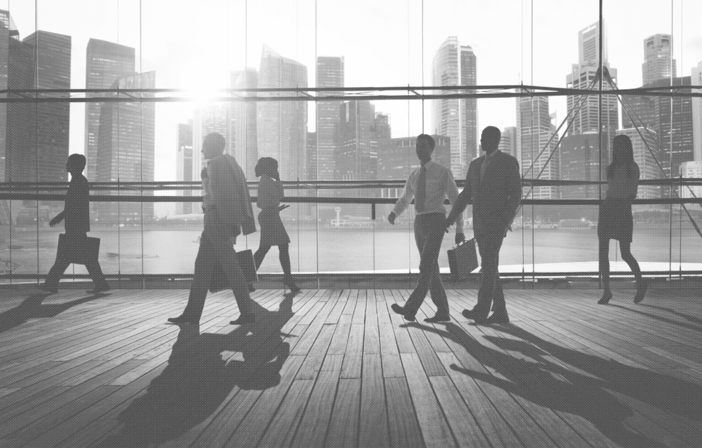 People walking in a hall